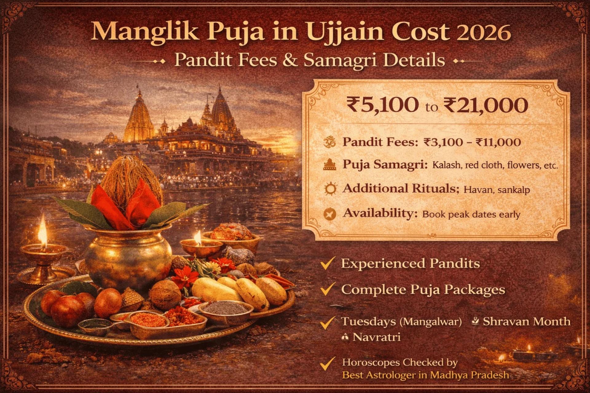 Manglik Puja in Ujjain Cost 2026 – Pandit Fees & Samagri Details