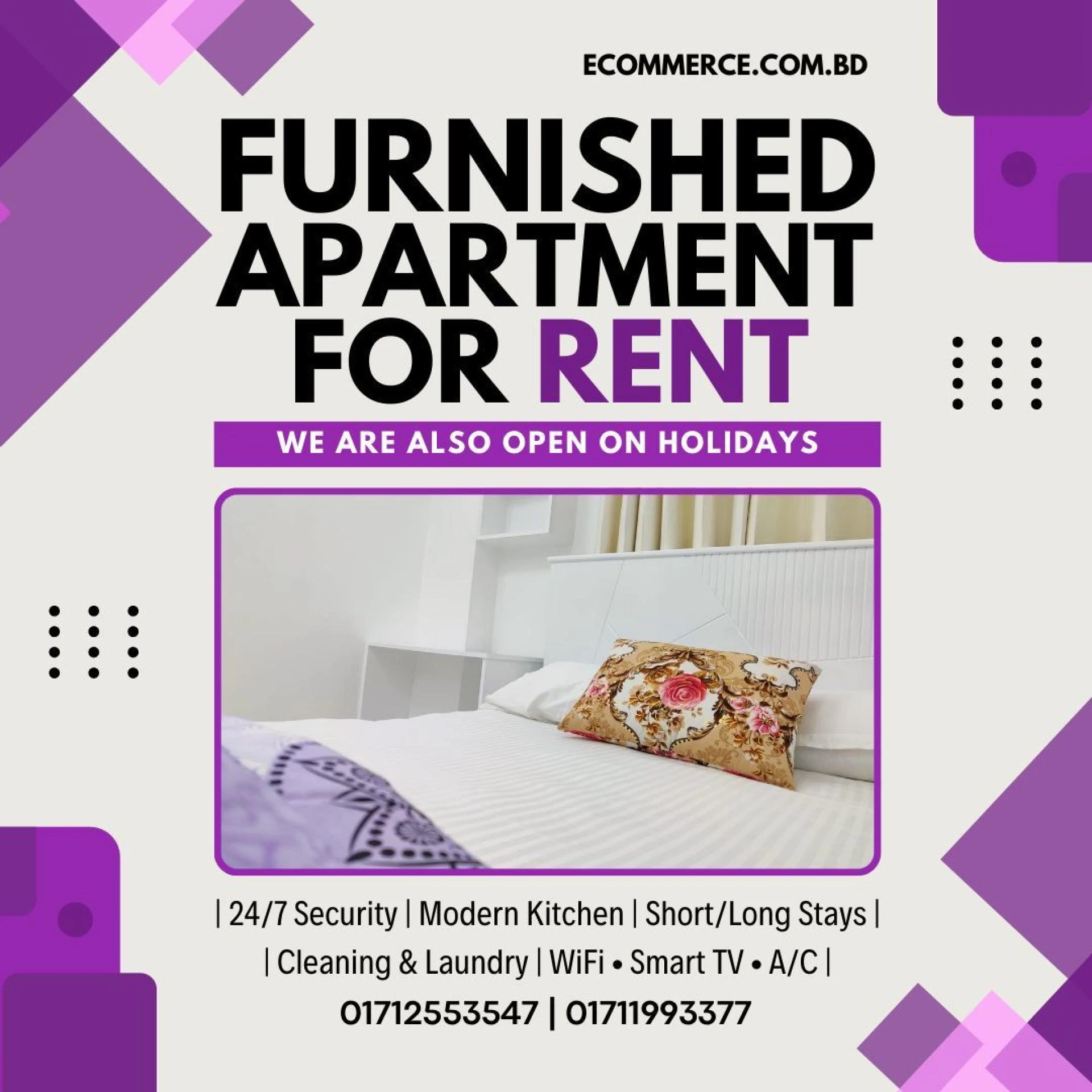 1BHK Furnished Serviced Apartment for Rent in Bashundhara R/A