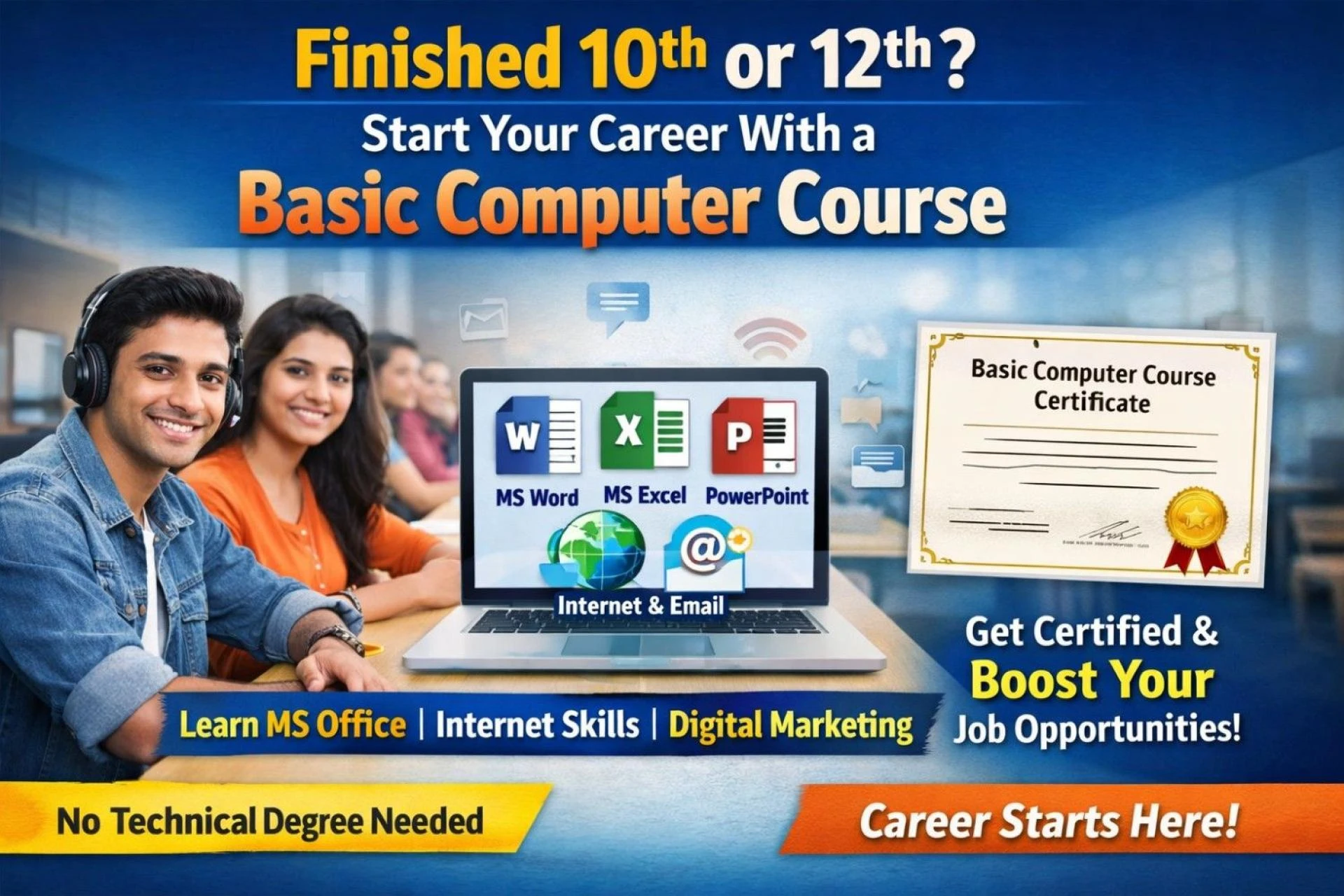 Finished 10th or 12th? Start Your Career With a Basic Computer Course
