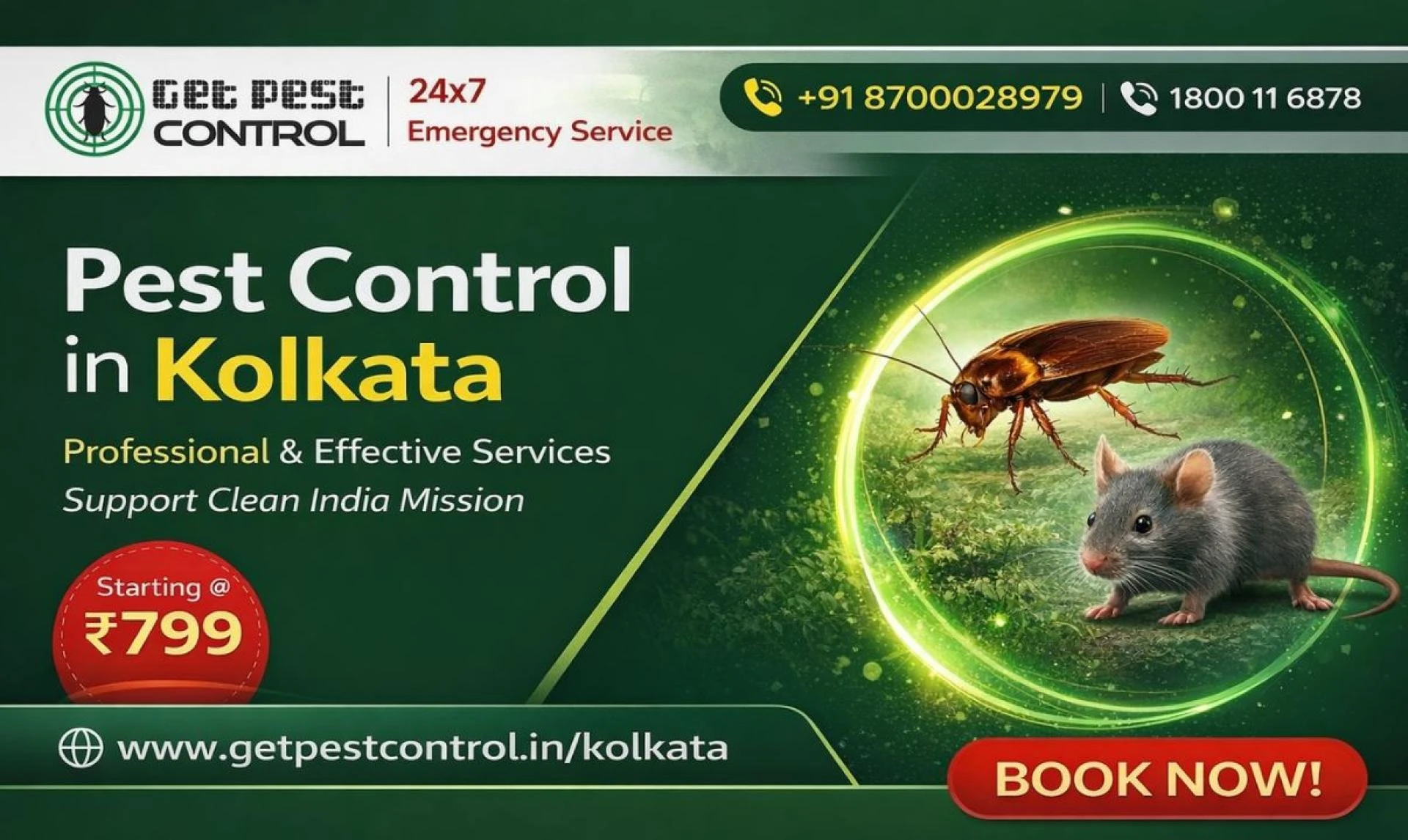 Pest Control Kolkata ₹799 Onwards | Same Day Service – Get Pest Control