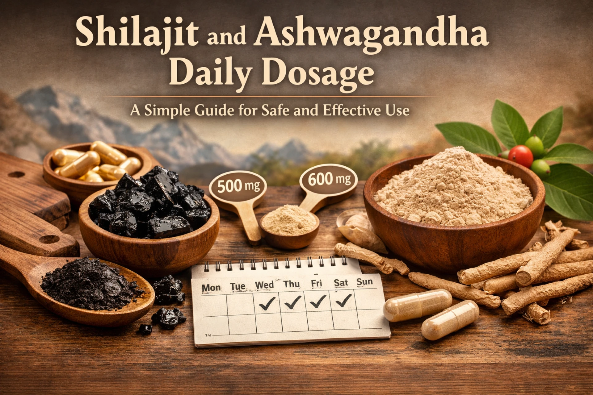 Shilajit and Ashwagandha Daily Dosage: A Simple Guide for Safe and Effective Use