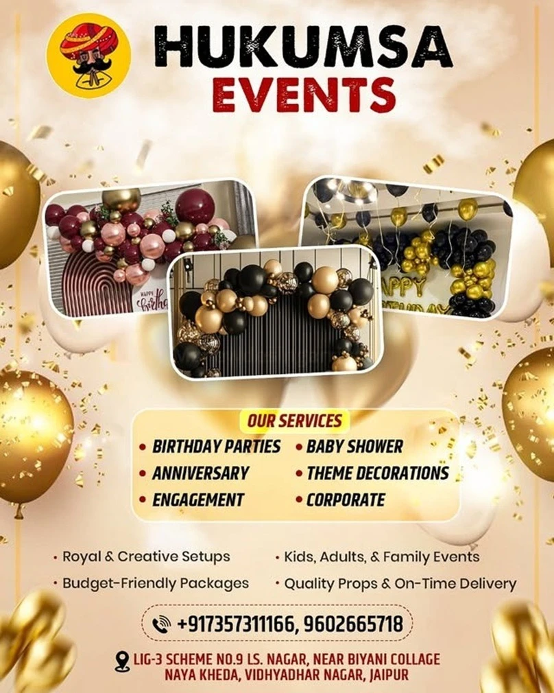 Hukumasa Event Decorates Baby Showers, Birthdays & Theme Parties in Jaipur