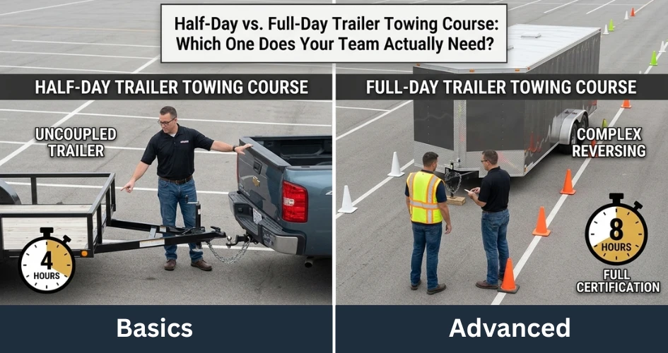Half-Day vs. Full-Day Trailer Towing Course: Which One Does Your Team Actually Need?
