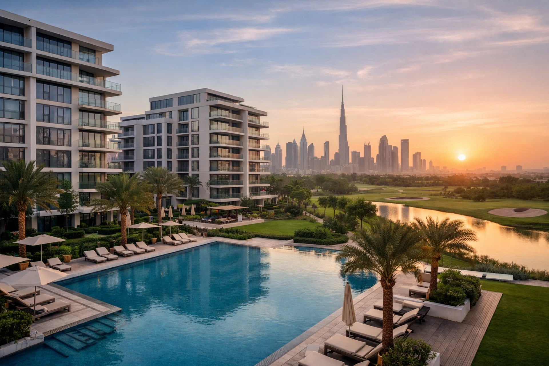 Dubai Hills Estate Apartments with Golf Course and Skyline Views