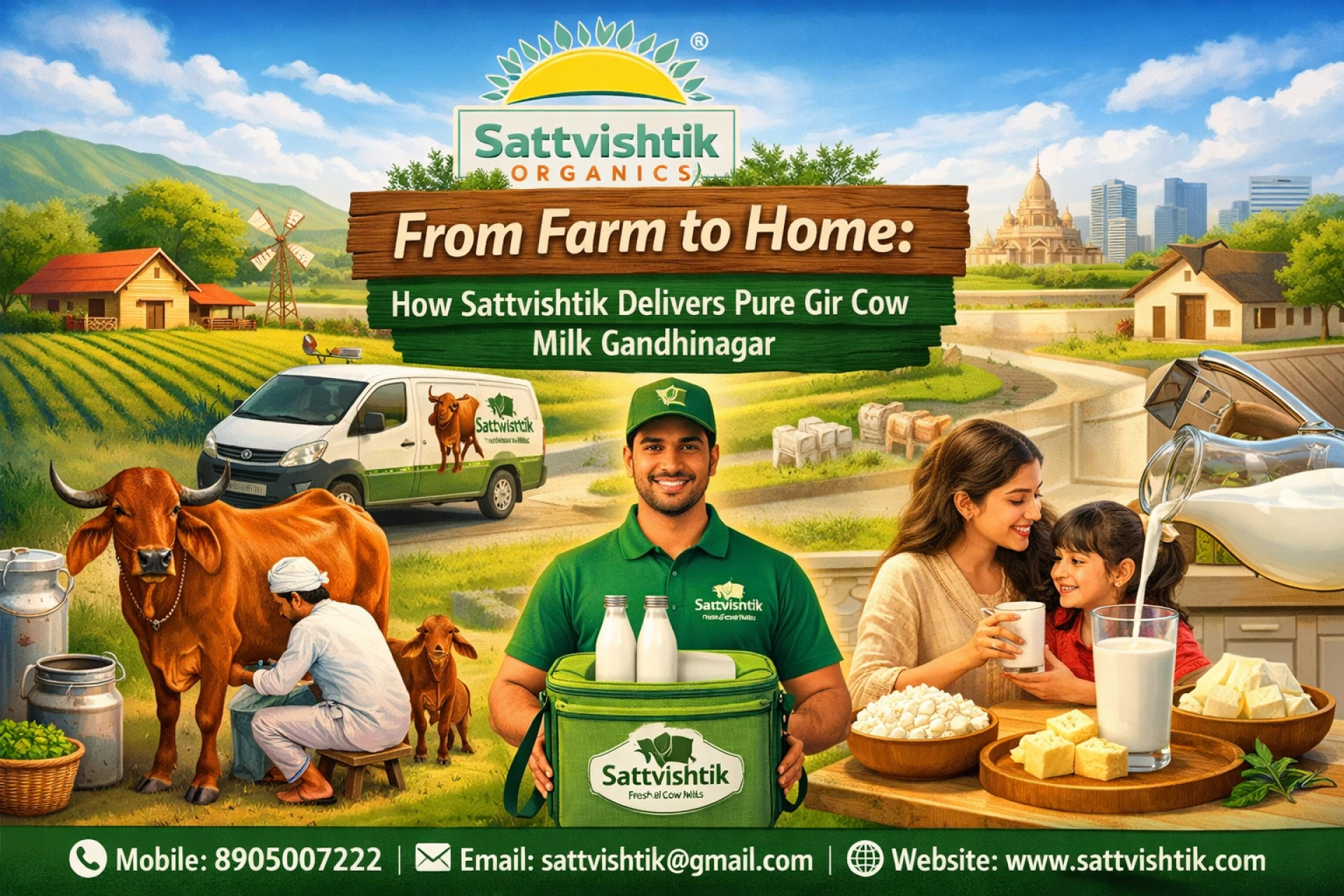 From Farm to Home: How Sattvishtik Delivers Pure Gir Cow Milk Gandhinagar