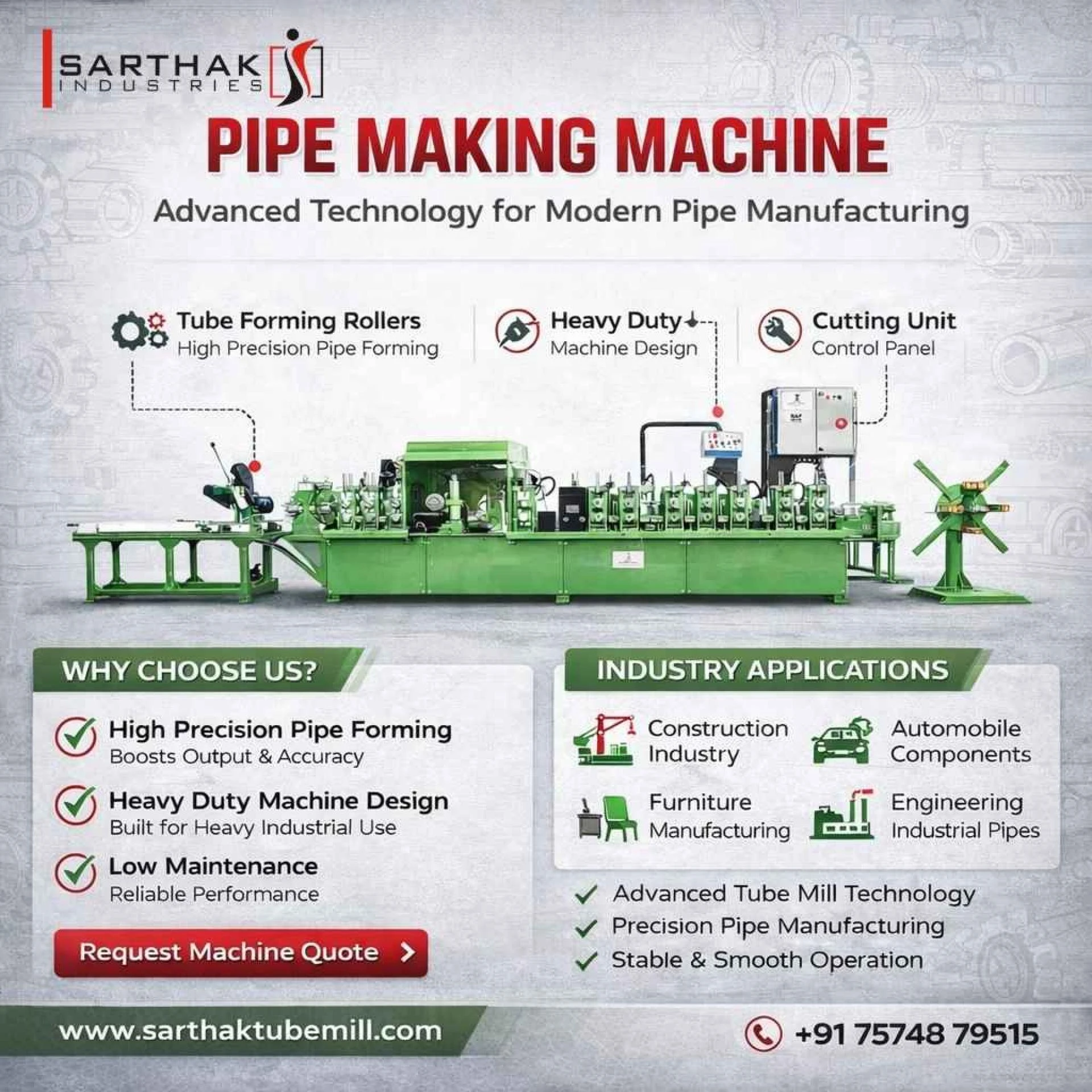 High Quality Pipe Making Machine Manufacturer in India | Sarthak Tube Mill