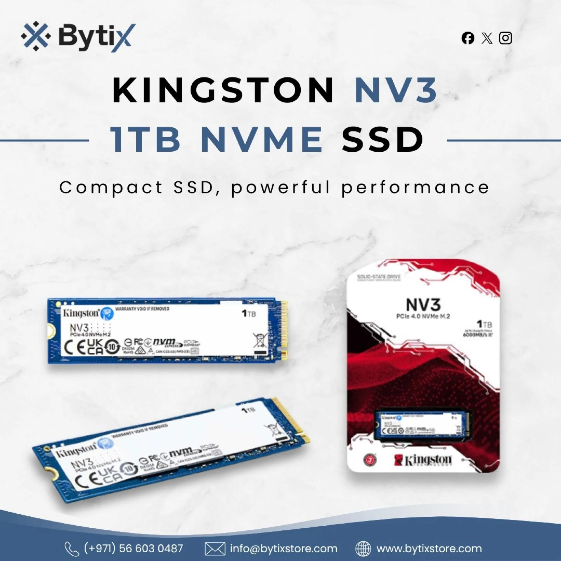 Buy Kingston NV3 1TB NVMe SSD in UAE for High-Speed PC Storage Upgrades | Bytix Store