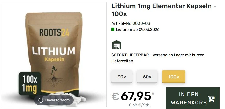 Lithium als Spurenelement: Was bedeutet eine niedrig dosierte Nahrungsergänzung?