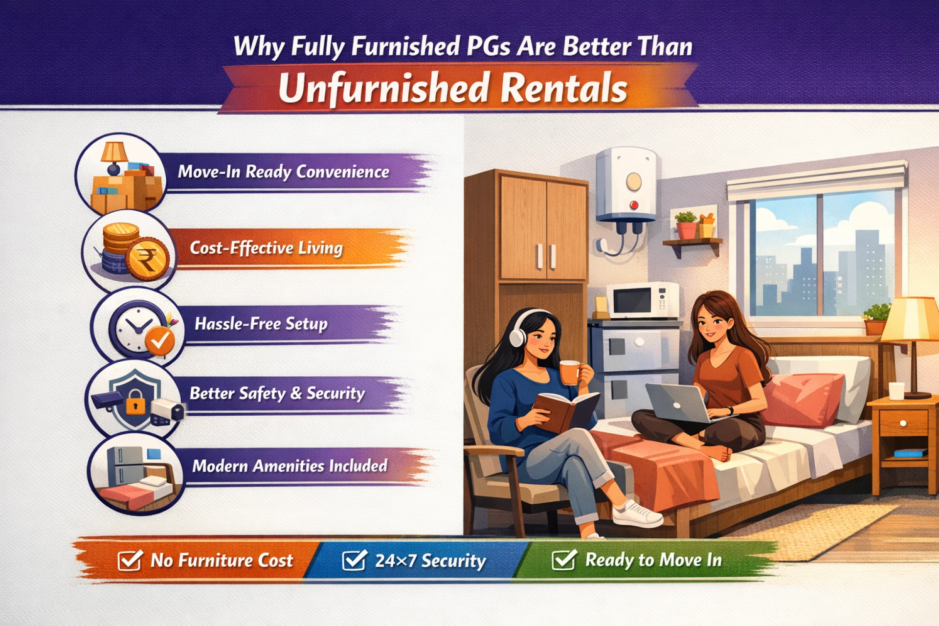 Why Fully Furnished PGs Are Better Than Unfurnished Rentals