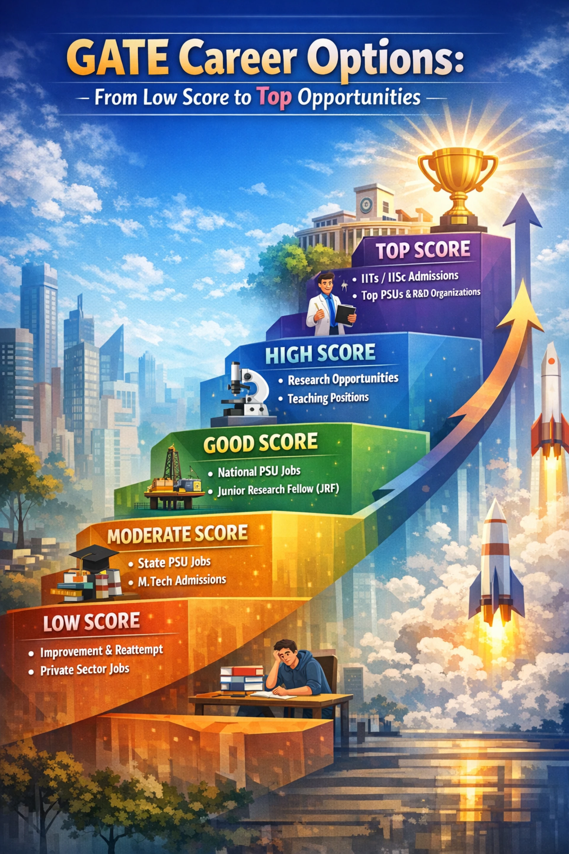 GATE career options as per marks: From Low Score to Top Opportunities