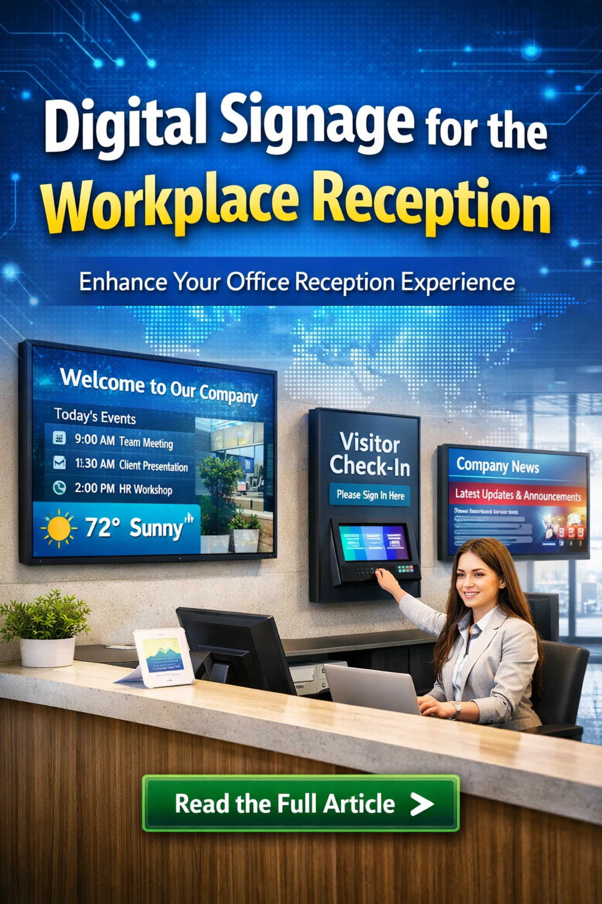 Why Every Modern Office Needs Digital Signage for the Workplace Reception