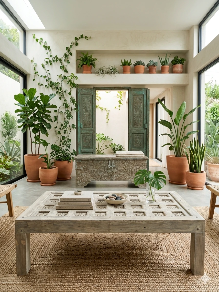 A Historic Farmhouse Comes Alive with Carved wood doors