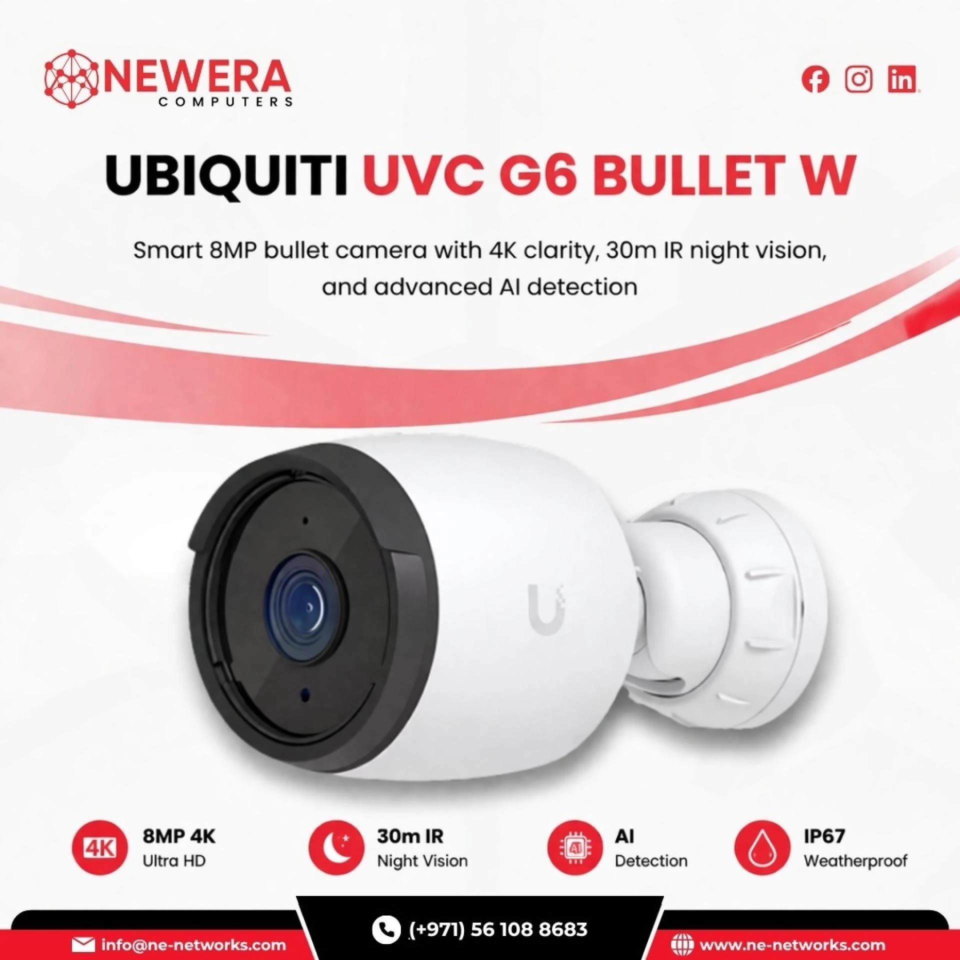 Buy Ubiquiti UVC G6 Bullet W in Dubai UAE for Advanced Business and Home Surveillance | Newera Computers