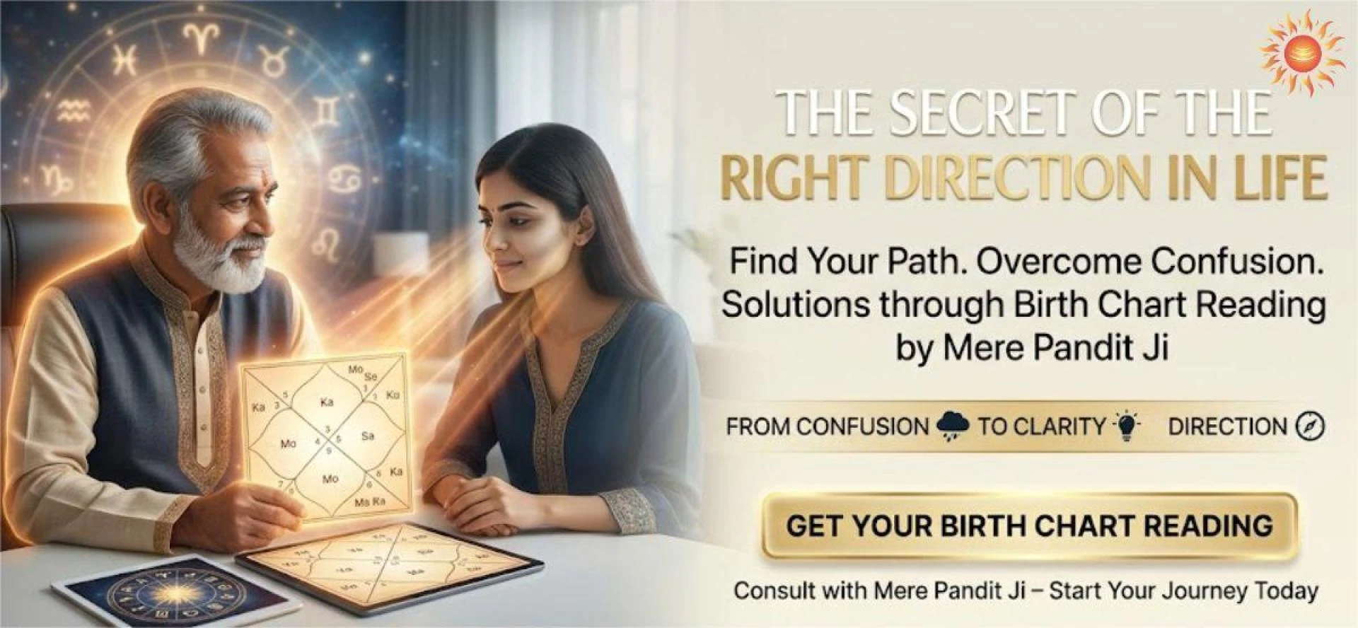 The Secret of the Right Direction in Life – Solutions through Birth Chart Reading by Mere Pandit Ji