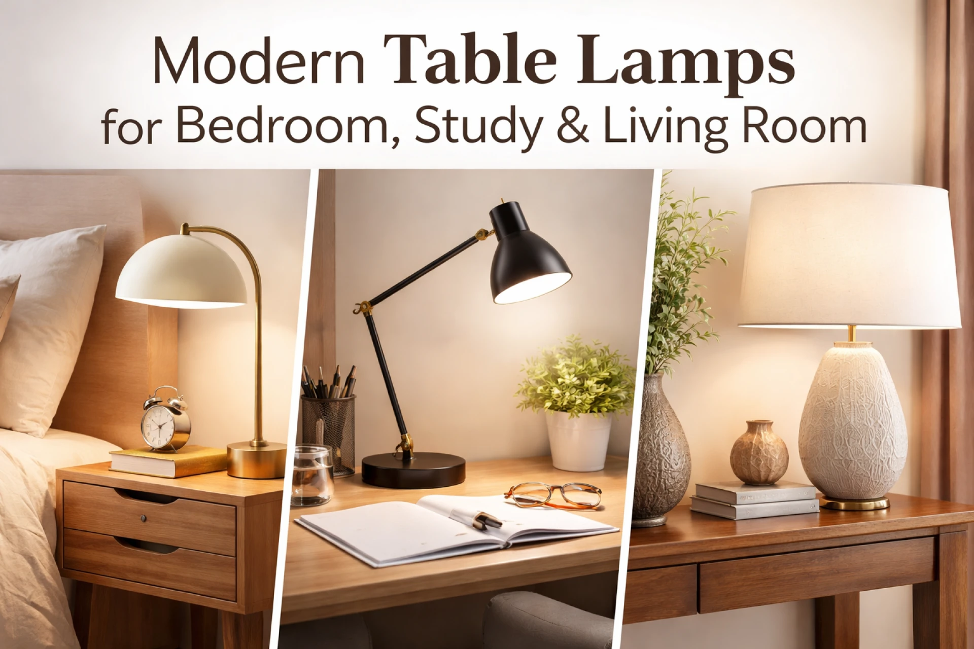 Modern Table Lamps for Bedroom, Study & Living Room