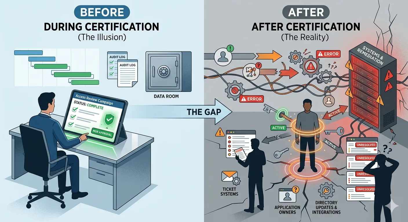 Why Access Reviews Don’t Fail During Certification — They Fail After