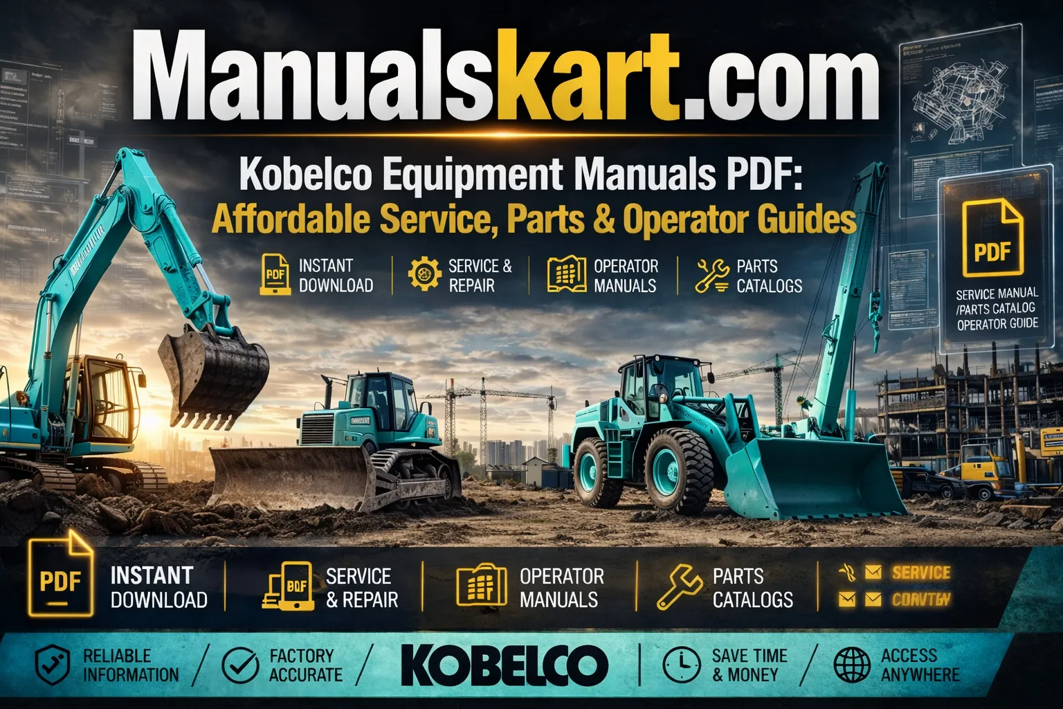 Kobelco Equipment Manuals PDF: Affordable Service, Parts & Operator Guides