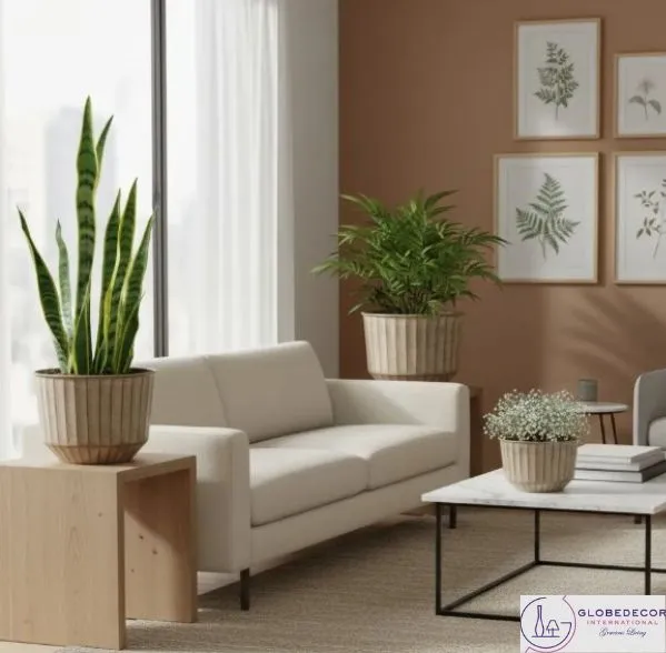 Distressed Ivory & Brown Metal Planter Set of 3