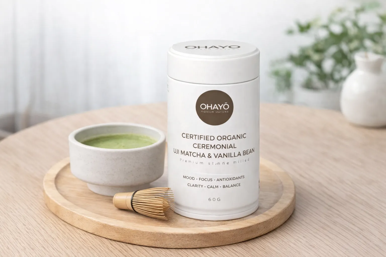 Certified Organic Ceremonial Matcha & Vanilla Bean: A Smooth Fusion of Wellness and Flavor