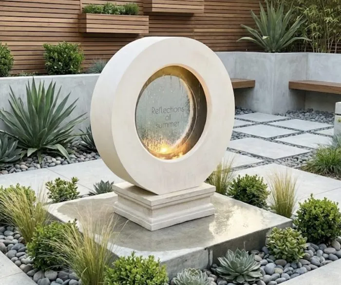 Self-Contained Water Features: Perfect Circle Drive Way Fountains