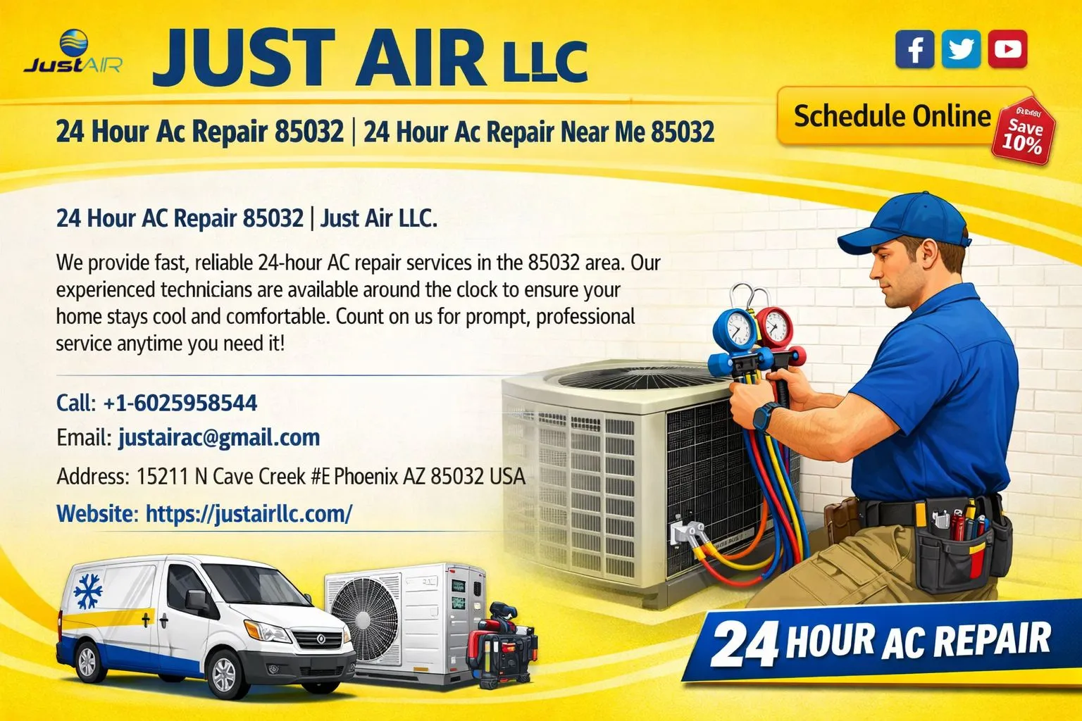 Just Air LLC Heating & Cooling, based in Phoenix, Arizona, is a recognized HVAC contractor that offers comprehensive heating and air conditioning solutions to both residential and commercial customers.