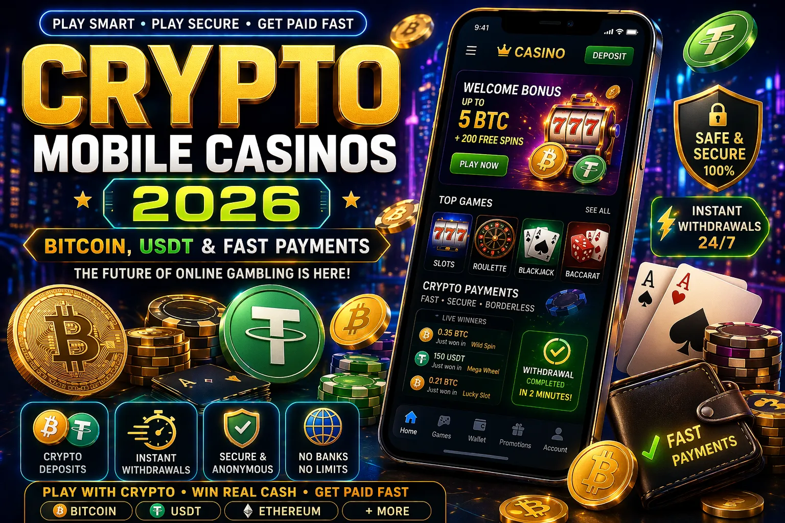 Crypto Mobile Casinos 2026 – Bitcoin, USDT & Fast Payments