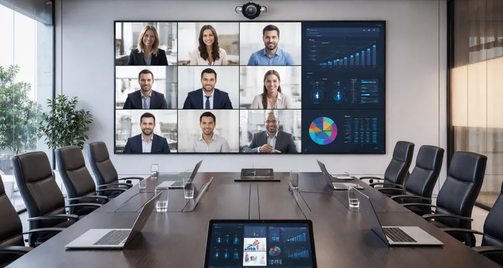 Smart video conferencing setup by room size