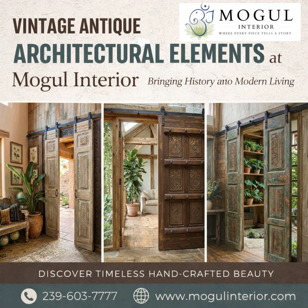 Vintage Antique Architectural Elements at Mogul Interior: Bringing History into Modern Living