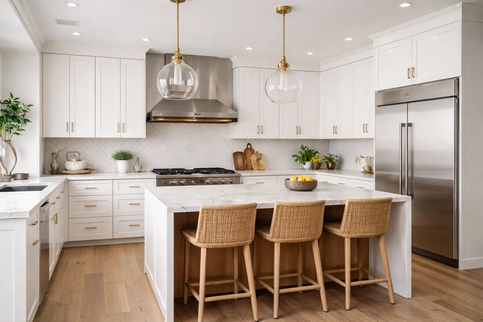 Professional kitchen cabinet installation resulting in a clean finished look.