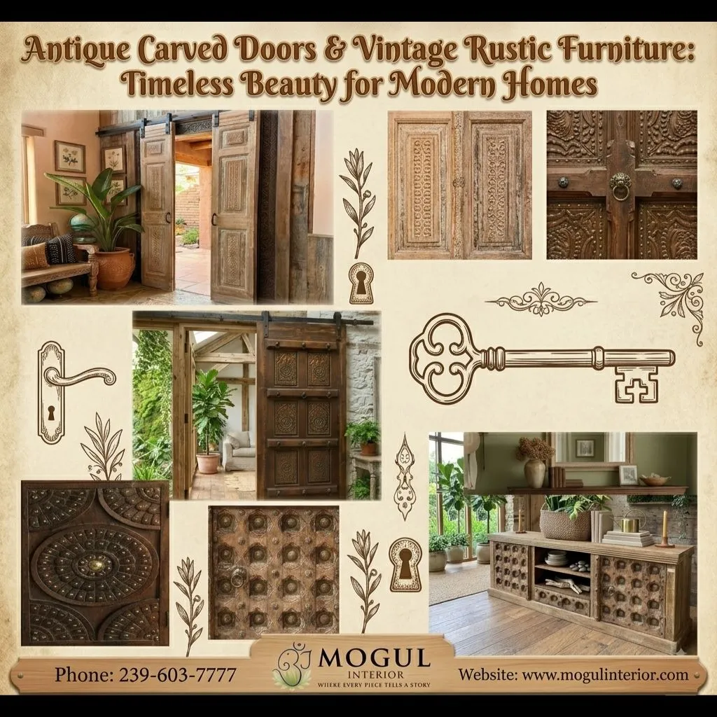 Antique Carved Doors & Vintage Rustic Furniture: Timeless Beauty for Modern Homes