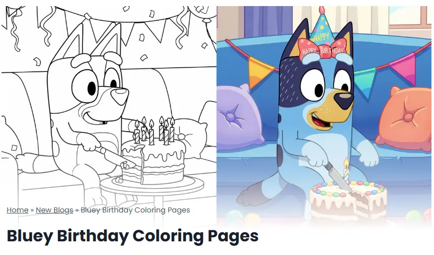 Bluey Birthday Coloring Pages