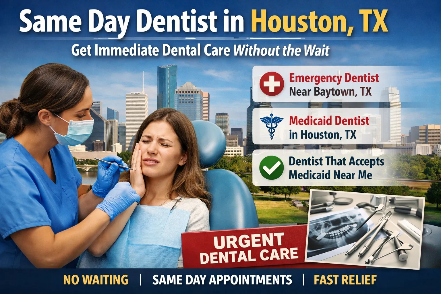 Same Day Dentist in Houston TX: Get Immediate Dental Care Without the Wait
