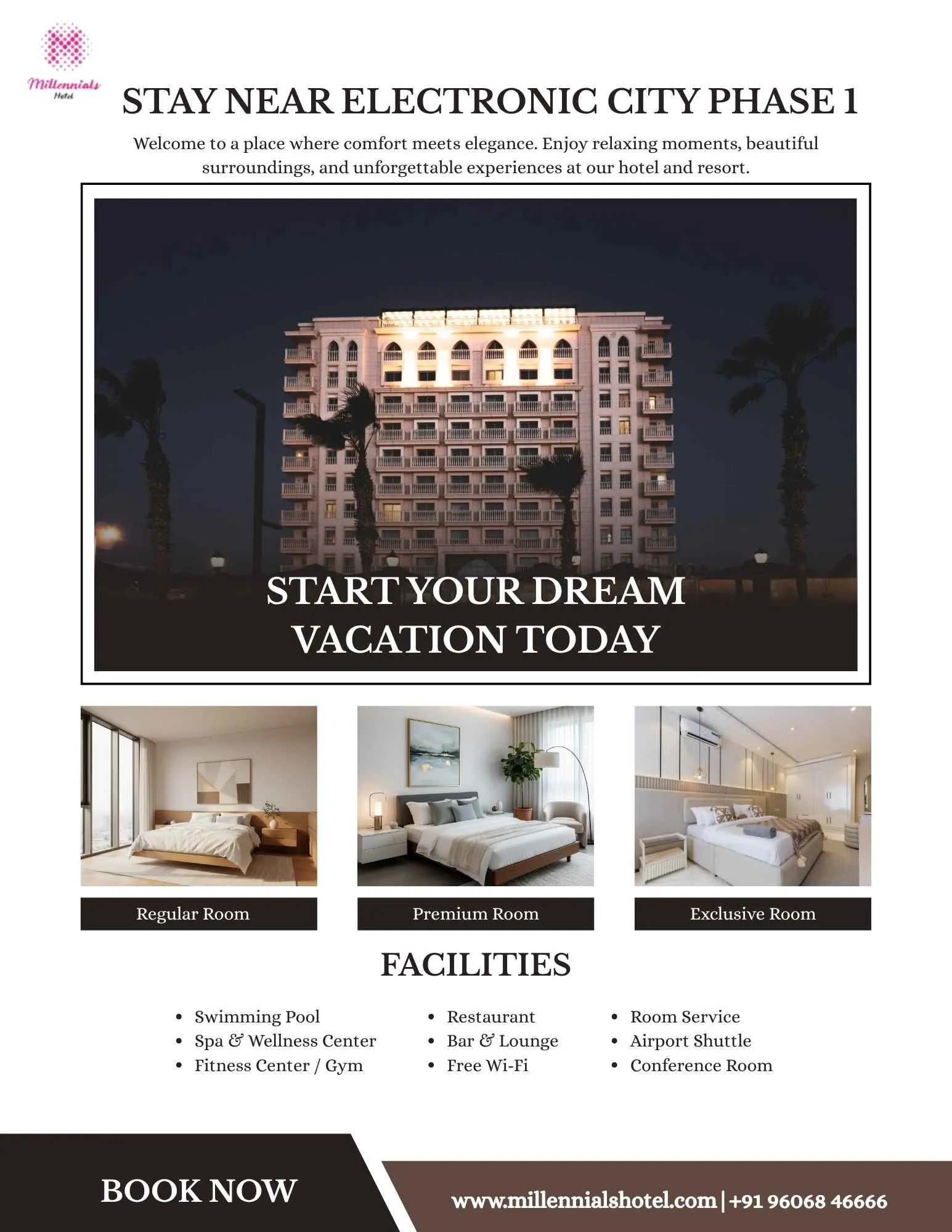 Stay Near Electronic City Phase 1: Millennials Hotel