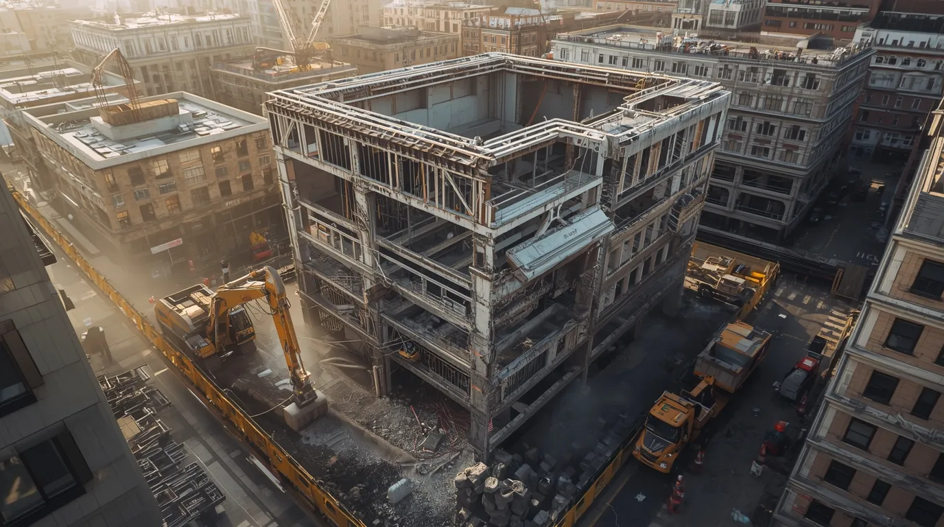 How do engineers ensure safe structure removal in complex sites?