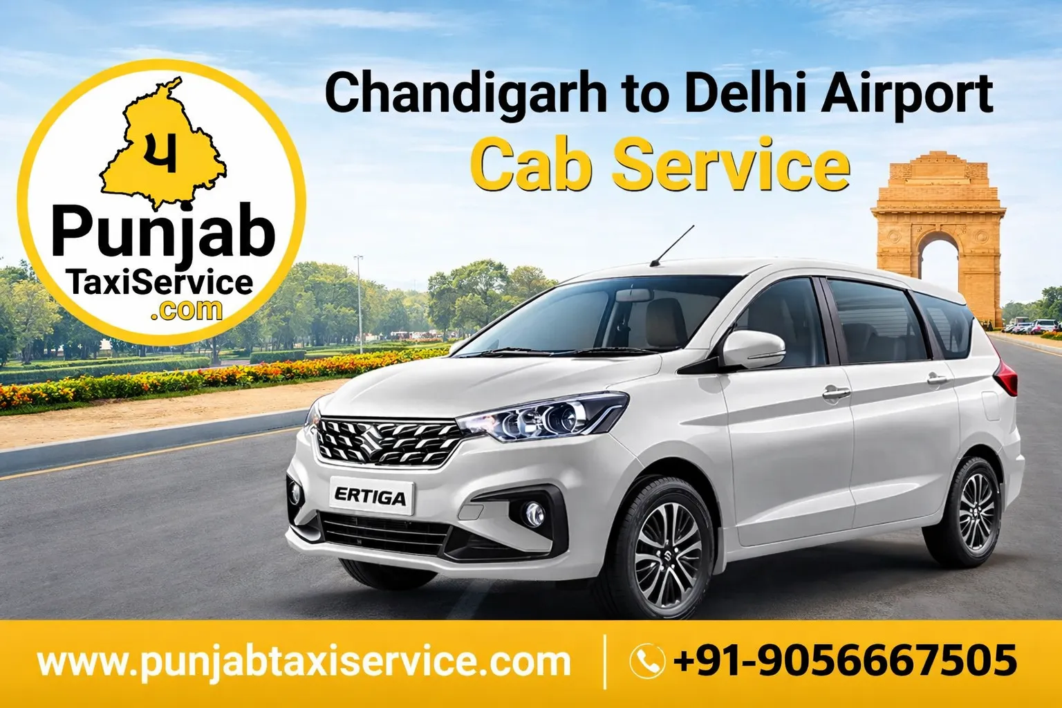 Chandigarh to Delhi Airport Cab Service – Comfortable, Reliable & Hassle-Free Travel by Punjab Taxi Service