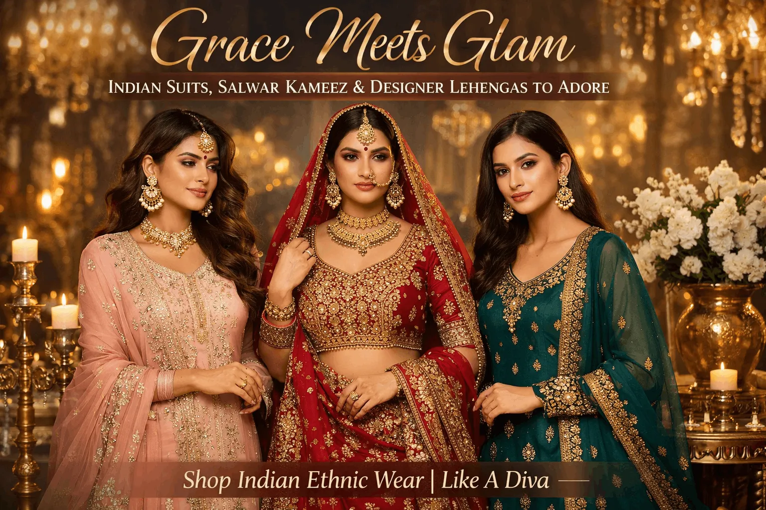 Grace Meets Glam Indian Suits, Salwar Kameez & Designer Lehengas to Adore