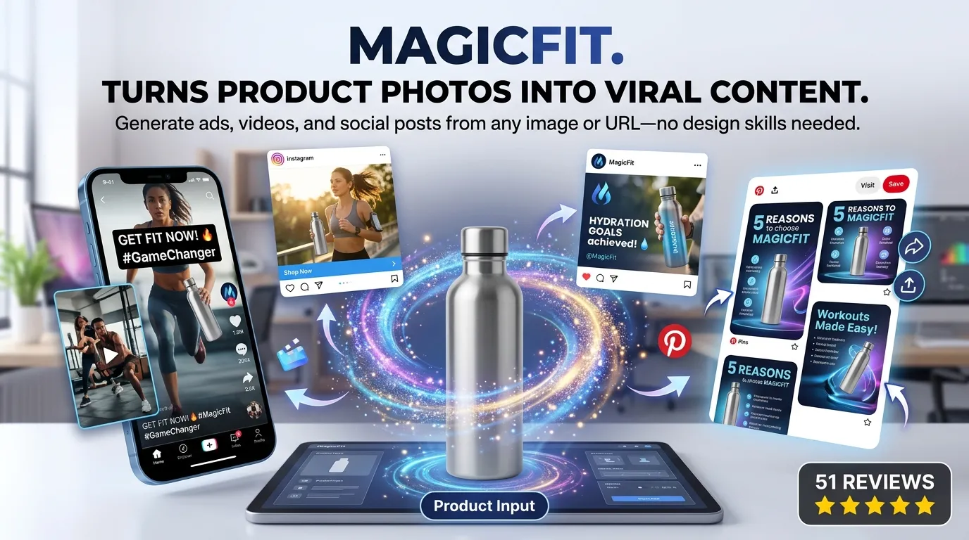 **MagicFit: Turn Product Photos into Viral Content – Generate Ads, Videos, and Social Posts from Any Product Image or URL (No Design Skills Needed) – My AppSumo Review**