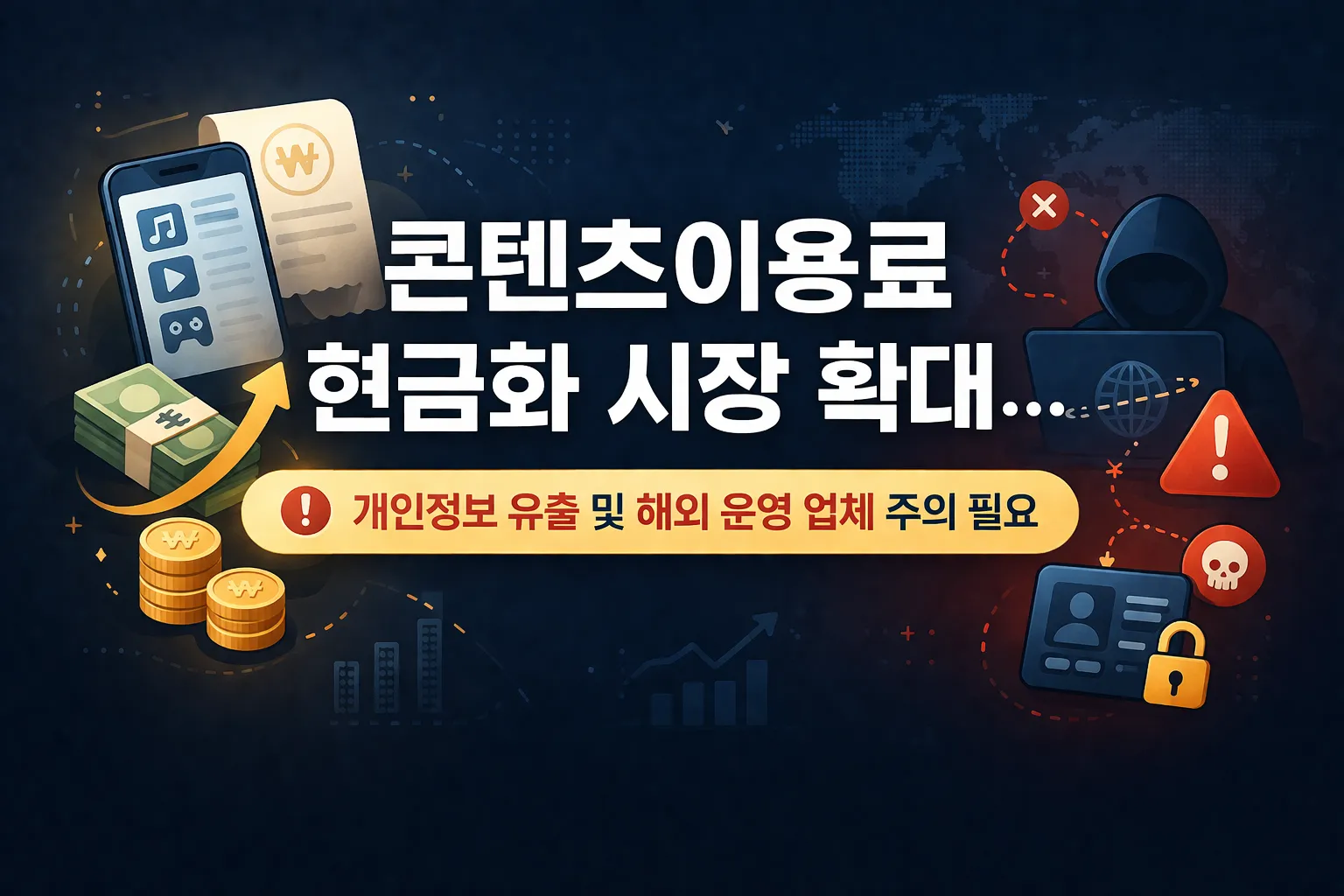 콘텐츠이용료 현금화 시장 확대… 개인정보 유출 및 해외 운영 업체 주의 필요