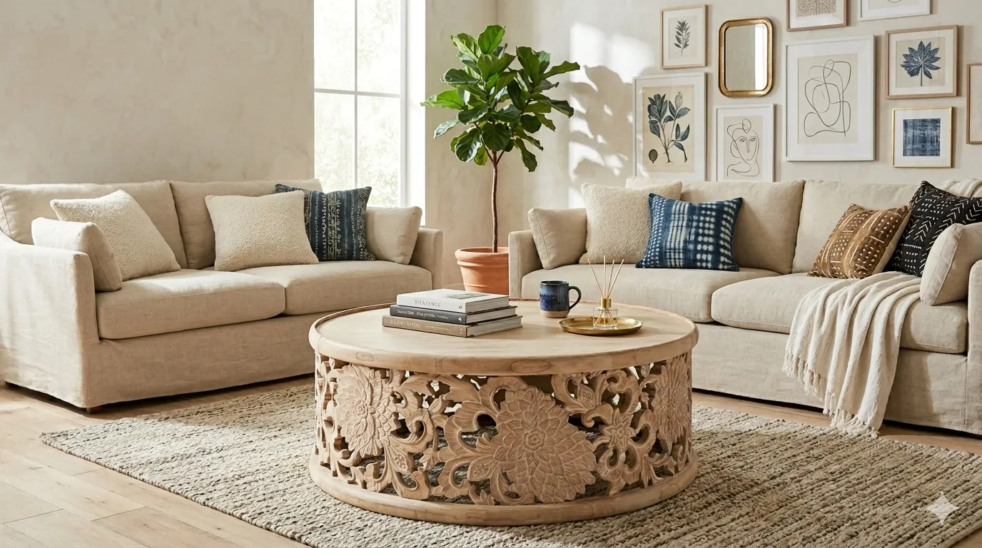 How to Style a Hand-Carved Wooden Coffee Table Like a Pro?