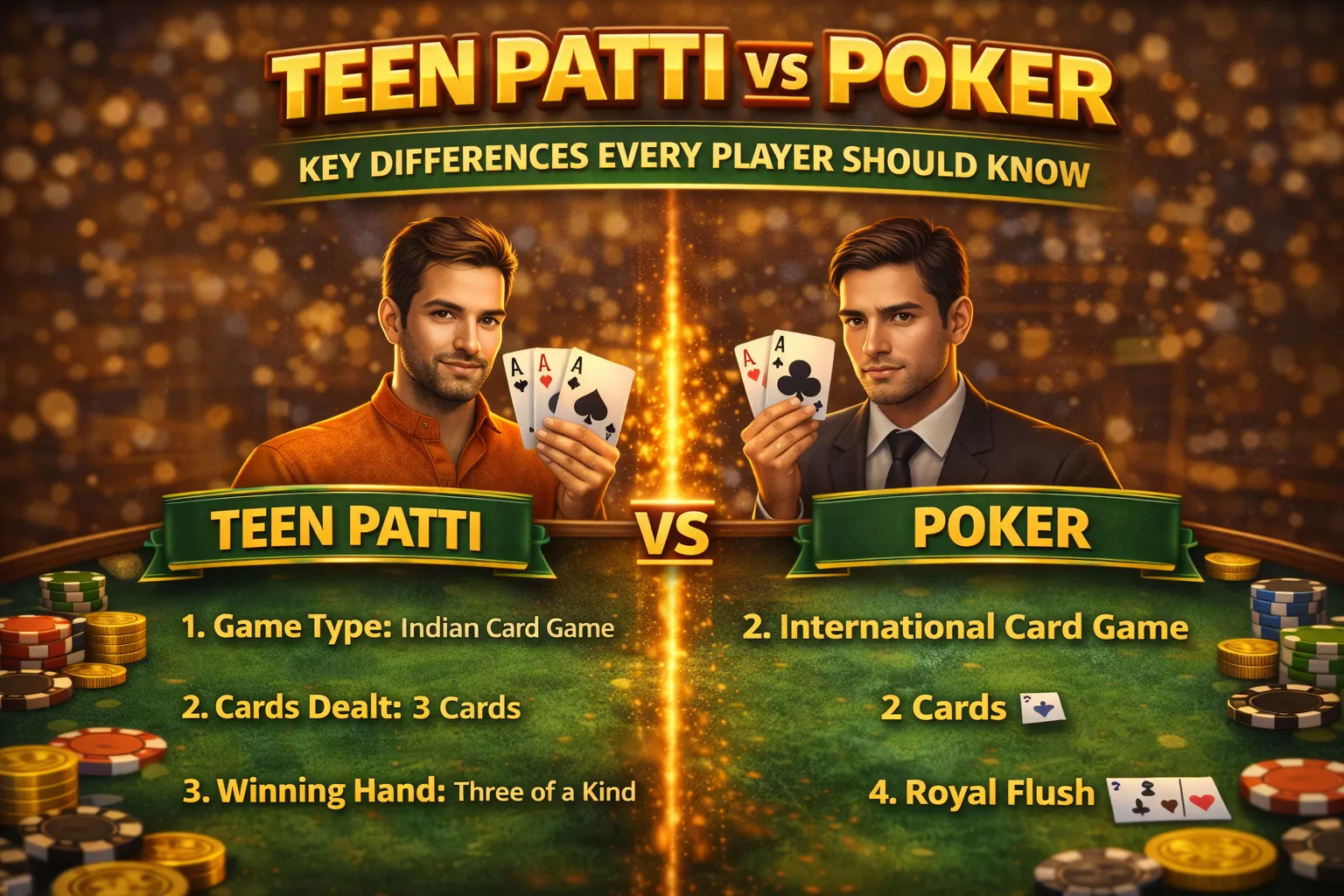 Teen Patti vs Poker – Key Differences Every Player Should Know