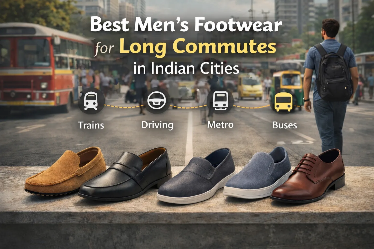 Best Men’s Footwear for Long Commutes in Indian Cities