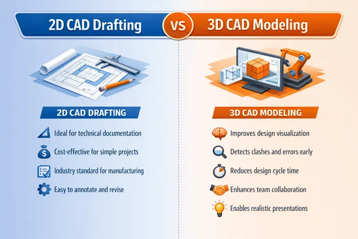 3D CAD Modeling vs 2D Drafting: Which Does Your Project Need?