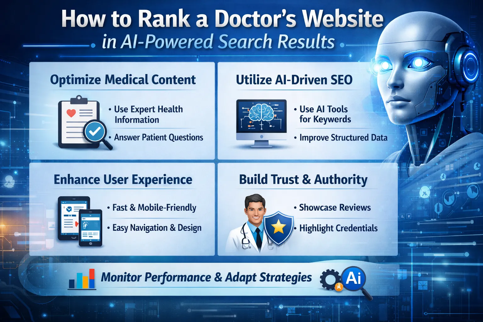 How to Rank a Doctor’s Website in AI Search ResultsStanding out online is no longer just about ranking on Google—it’s about becoming the trusted source AI platforms choose to recommend. With the rise of AI-powered search tools, patients now receive instant, summarized answers instead of scrolling th
