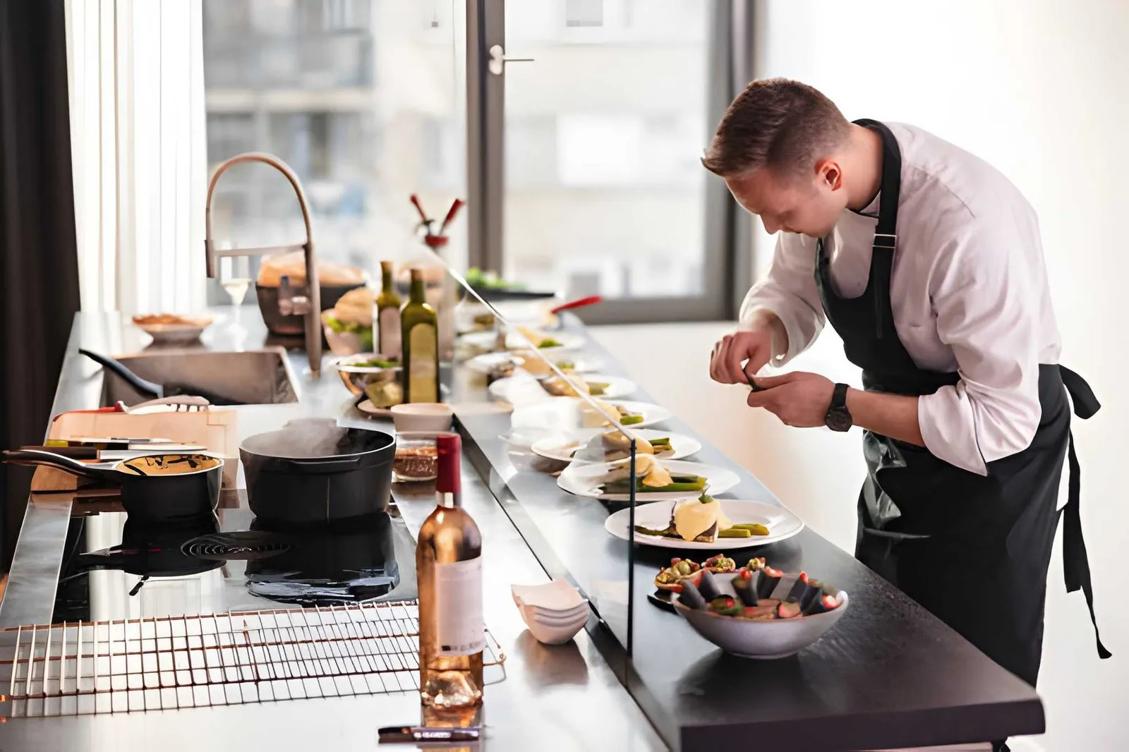 Chef Scott Biffin Plating Station in Kitchen