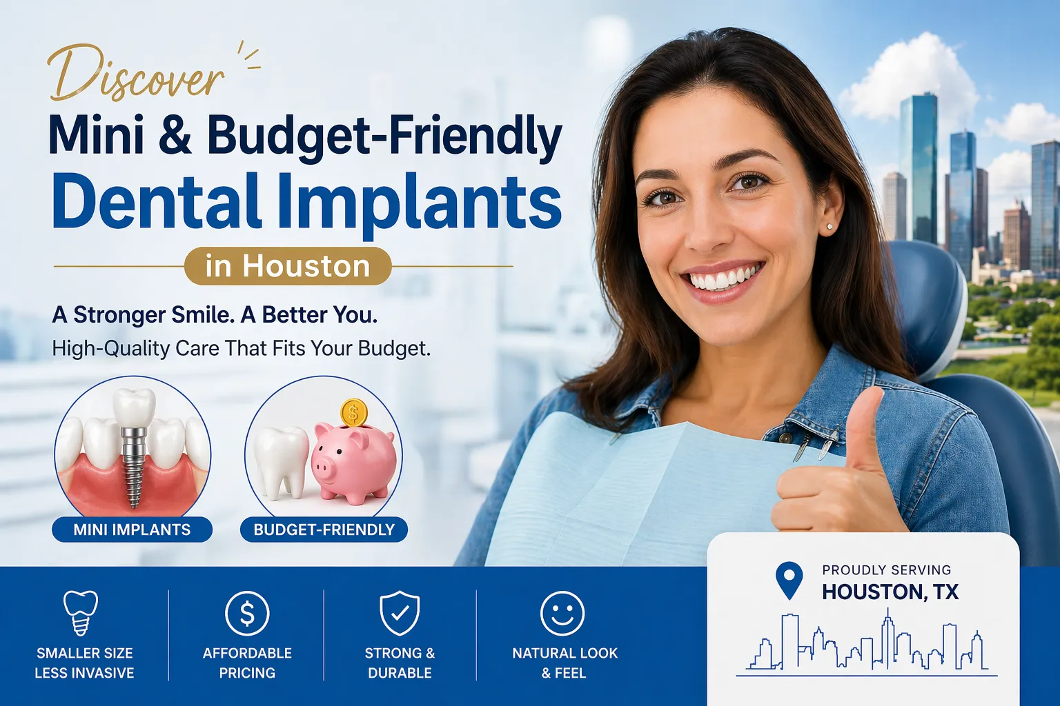 Affordable Smiles That Last: Discover Mini & Budget-Friendly Dental Implants in Houston