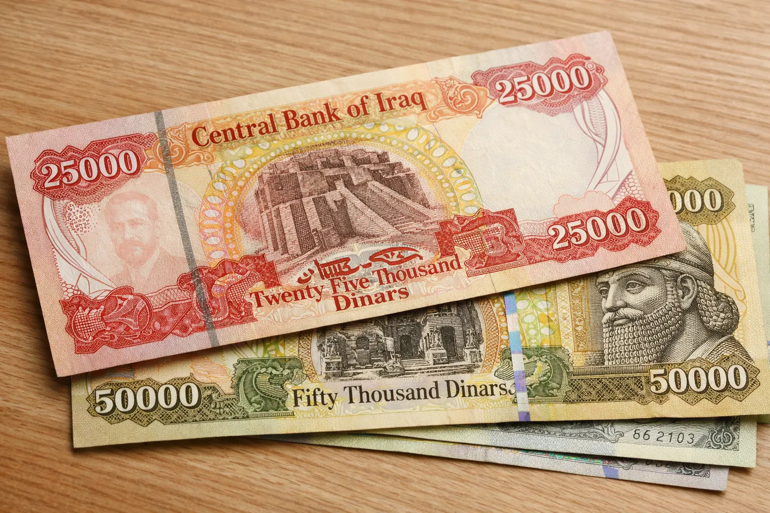 Iraqi dinar banknotes showing design, denominations, and security features for buyers looking to buy IQD or purchase Iraqi dinar currency.