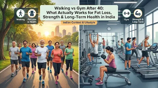 Walking vs Gym After 40: What Actually Works for Fat Loss, Strength & Long-Term Health in India