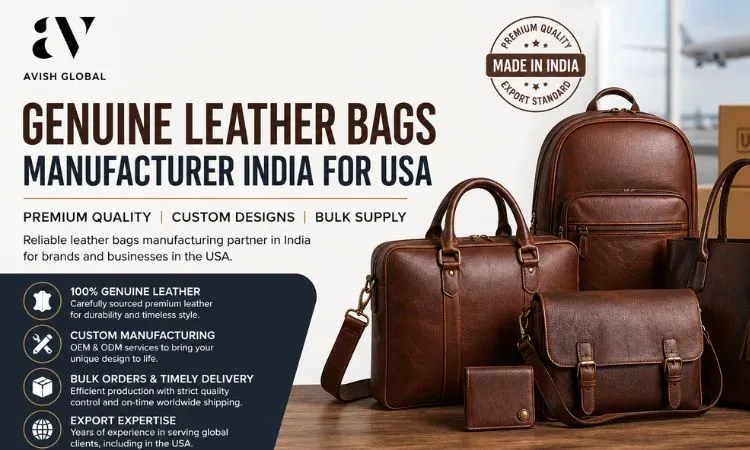 Premium Genuine Leather Bags Exporter India to USA | Avish Global