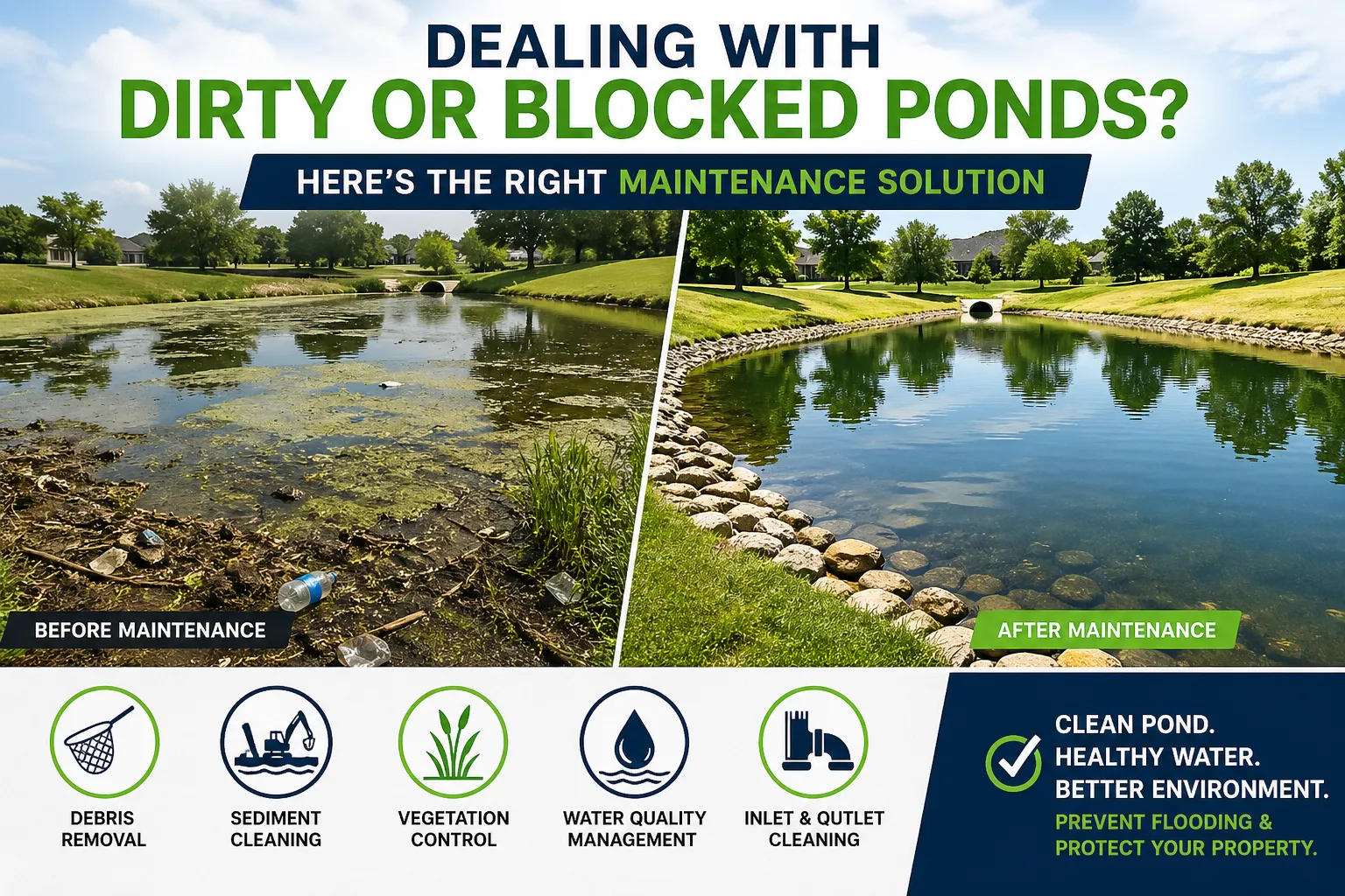 Dealing with Dirty or Blocked Ponds? Here’s the Right Maintenance Solution