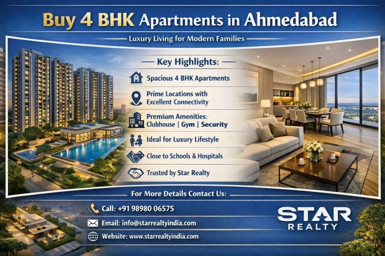 Explore Premium 4 BHK Apartments in Ahmedabad with Star Realty India